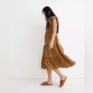 Madewell Ruffle Sleeve Tiered Midi XS